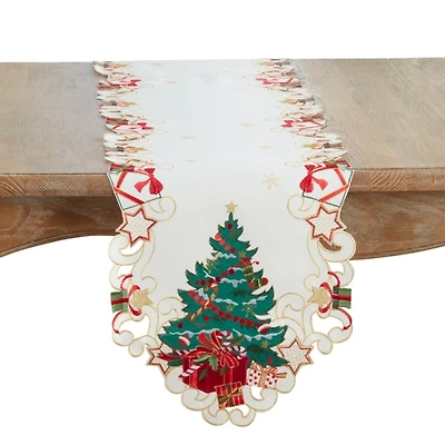 White Christmas Tree Shaped Edge Table Runner