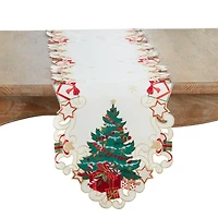 White Christmas Tree Shaped Edge Table Runner