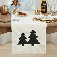 Faux Fur Christmas Tree Table Runner