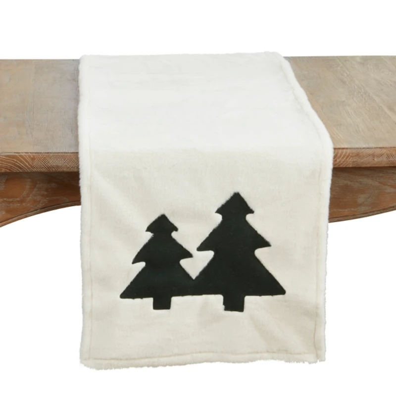 Faux Fur Christmas Tree Table Runner