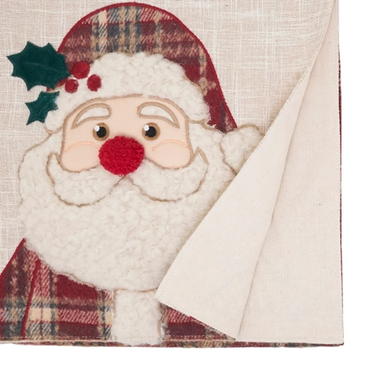 Plaid Santa Tufted Christmas Table Runner