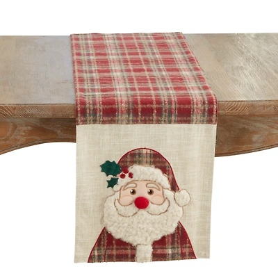 Plaid Santa Tufted Christmas Table Runner