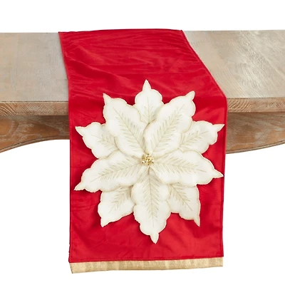 Velvet Poinsettia Christmas Table Runner