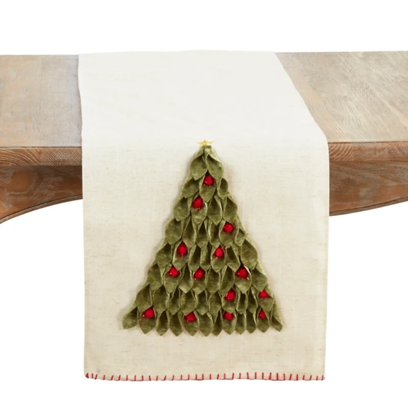 Christmas Tree Pom Pom Table Runner