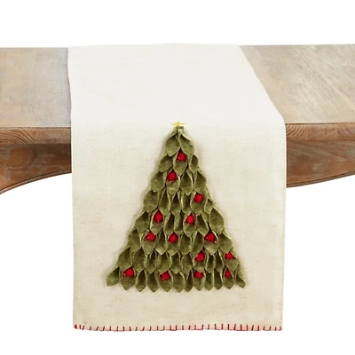 Christmas Tree Pom Pom Table Runner