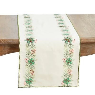 Holly Berry Border Christmas Table Runner