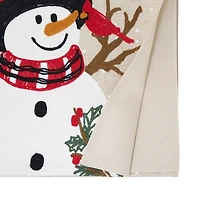 Linen Blend Snowman Christmas Table Runner