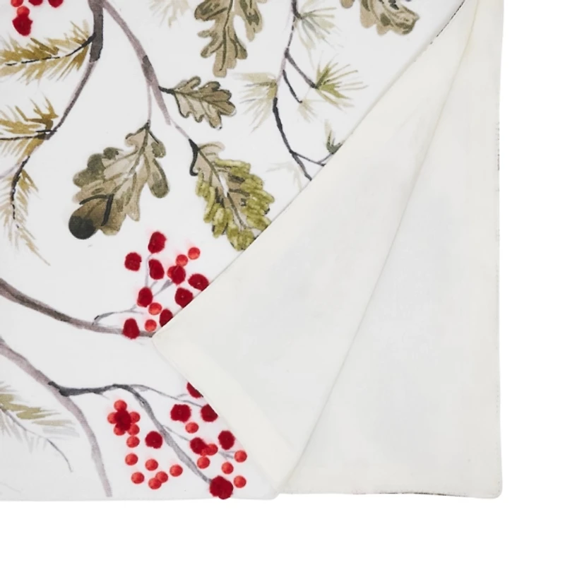Pinecone and Red Berry Table Runner