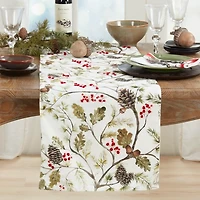 Pinecone and Red Berry Table Runner