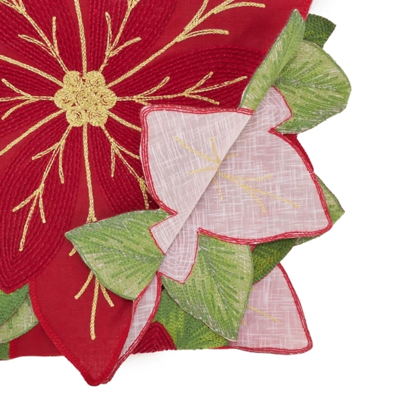 Poinsettia Shaped Christmas Table Runner