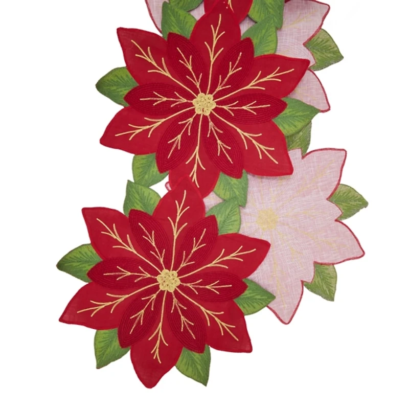 Poinsettia Shaped Christmas Table Runner