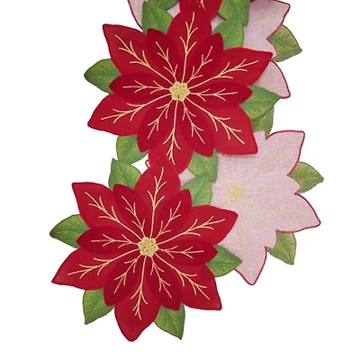 Poinsettia Shaped Christmas Table Runner