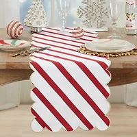 Red and Gold Stripe Scalloped Table Runner