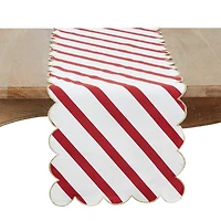 Red and Gold Stripe Scalloped Table Runner