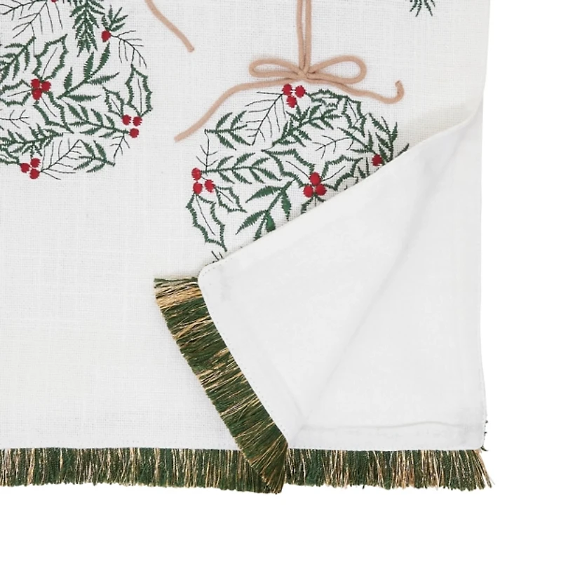 Hanging Holly Ornaments Table Runner