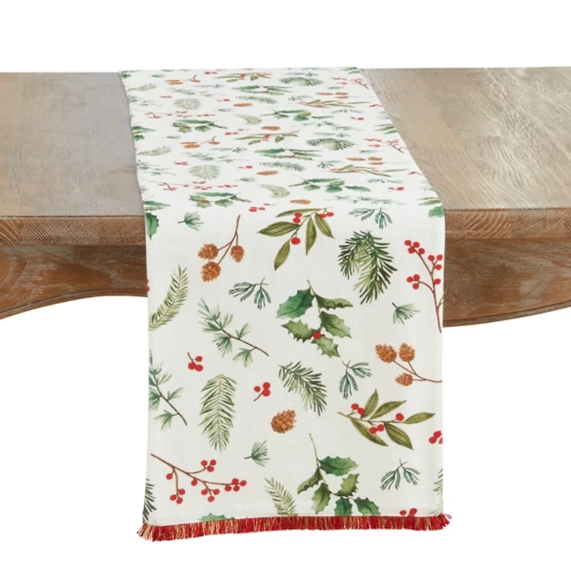 Holly and Pinecones Table Runner