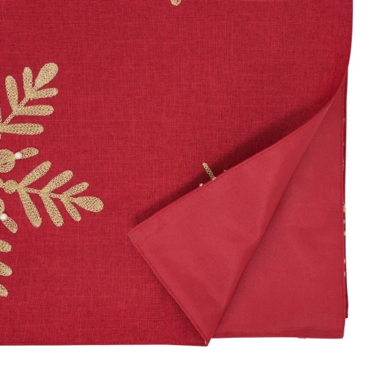 Red and Gold Snowflake Table Runner