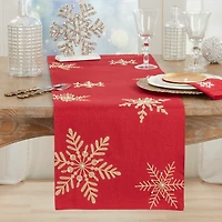 Red and Gold Snowflake Table Runner