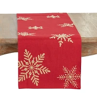Red and Gold Snowflake Table Runner