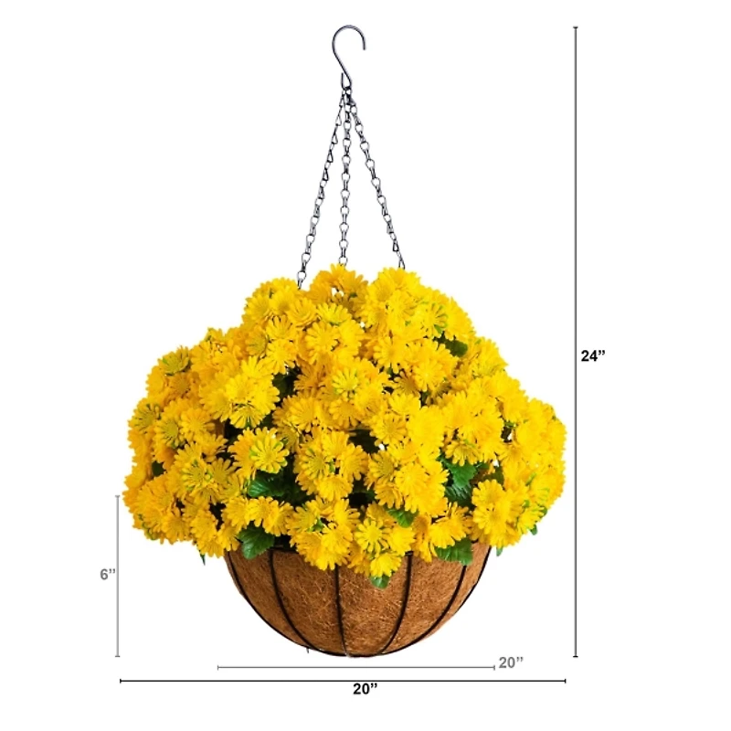 UV Resistant Yellow Chrysanthemum Hanging Basket