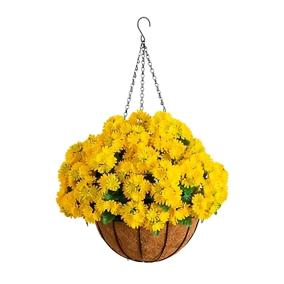 UV Resistant Yellow Chrysanthemum Hanging Basket