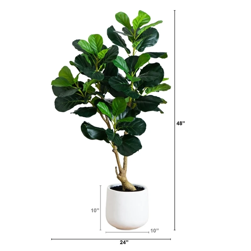 4 ft. Lush Fiddle Leaf Tree in White Planter