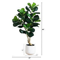 4 ft. Lush Fiddle Leaf Tree in White Planter