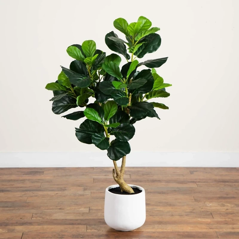 4 ft. Lush Fiddle Leaf Tree in White Planter