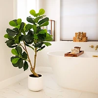 4 ft. Lush Fiddle Leaf Tree in White Planter