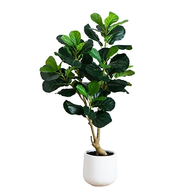 4 ft. Lush Fiddle Leaf Tree in White Planter