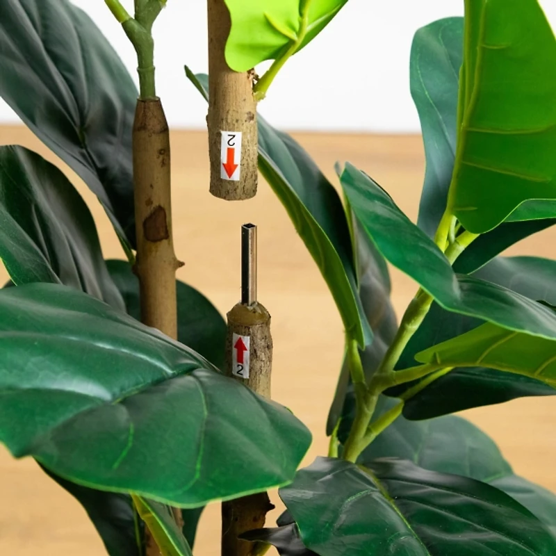 3 ft. Fiddle Leaf Tree in White Decorative Planter