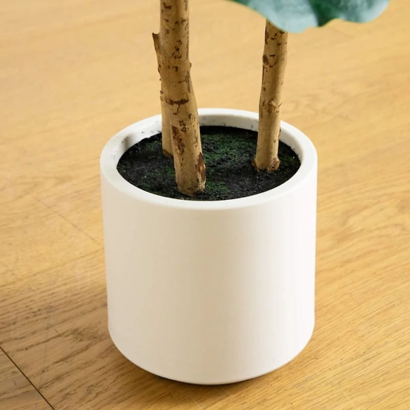 3 ft. Fiddle Leaf Tree in White Decorative Planter