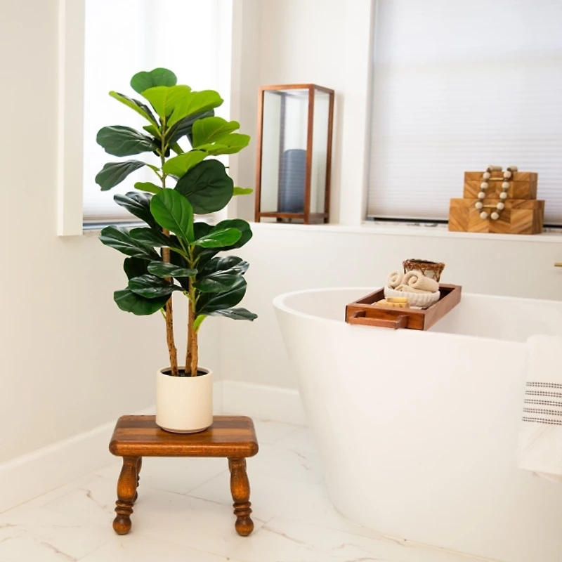 3 ft. Fiddle Leaf Tree in White Decorative Planter