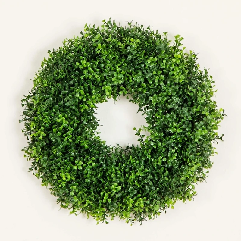 Pre-Lit Artificial Boxwood Wreath