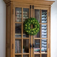 Pre-Lit Artificial Boxwood Wreath