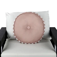 Round Taupe Striped Outdoor Pillow