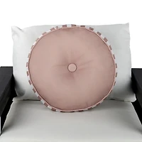 Round Taupe Striped Outdoor Pillow