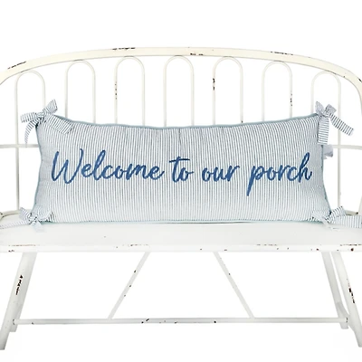 Welcome to Our Porch Striped Lumbar Pillow