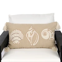 Neutral Seashell Trio Outdoor Lumbar Pillow