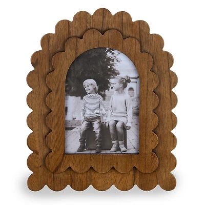 Brown Scalloped Wood Arch Picture Frame