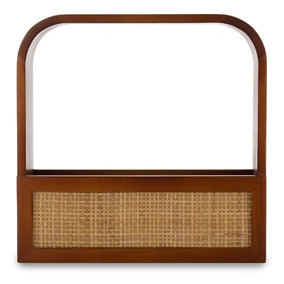 Square Wood and Rattan Wall Shelf