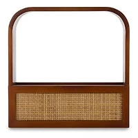 Square Wood and Rattan Wall Shelf