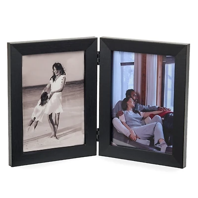Black Wood Double Picture Frame, 5x7