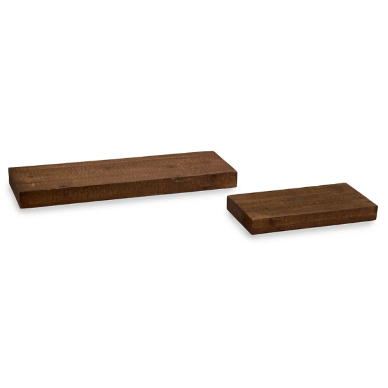Brown Wood Floating Wall Shelves, Set of 2