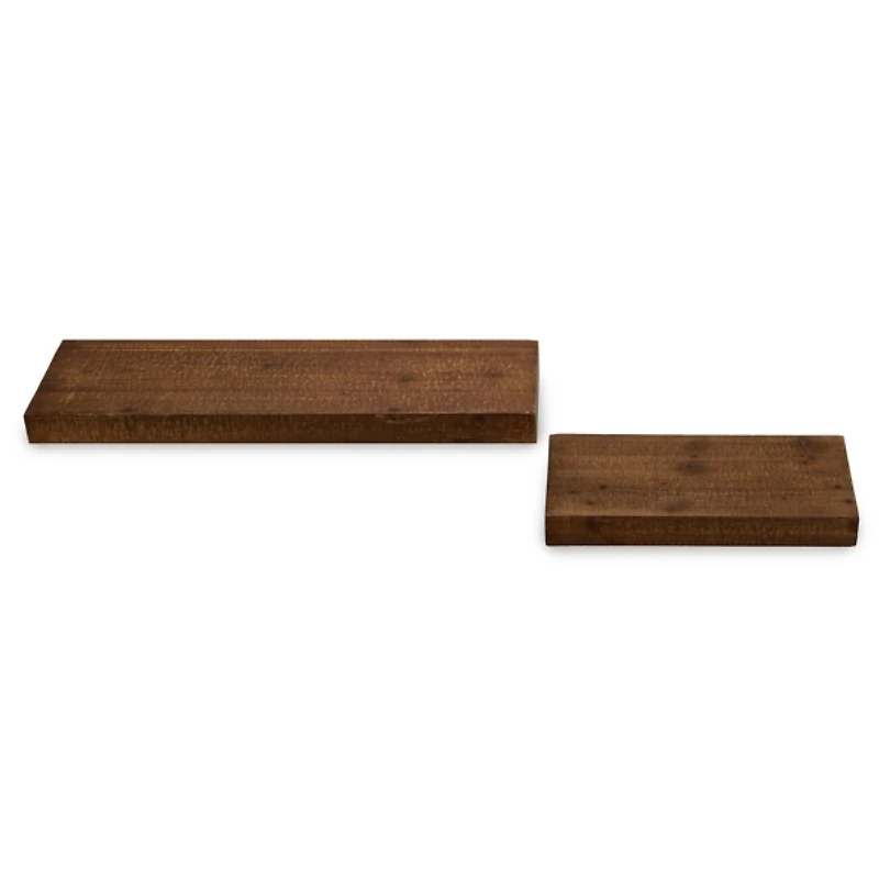 Brown Wood Floating Wall Shelves, Set of 2