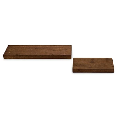 Brown Wood Floating Wall Shelves, Set of 2
