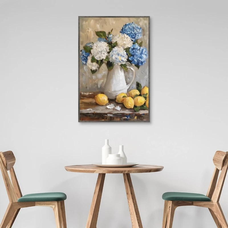 Hydrangeas and Citrus Framed Canvas Art Print