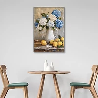 Hydrangeas and Citrus Framed Canvas Art Print