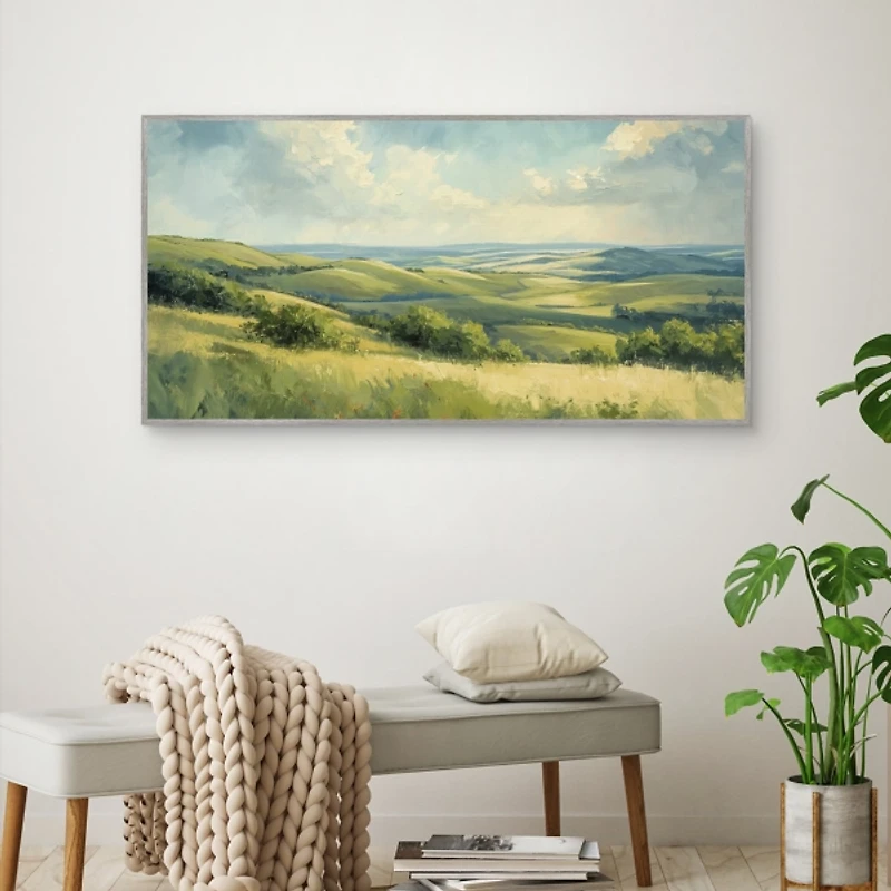 Emerald Horizons Framed Canvas Art Print