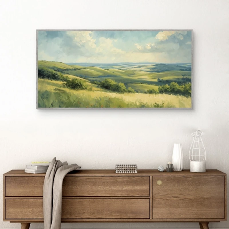 Emerald Horizons Framed Canvas Art Print